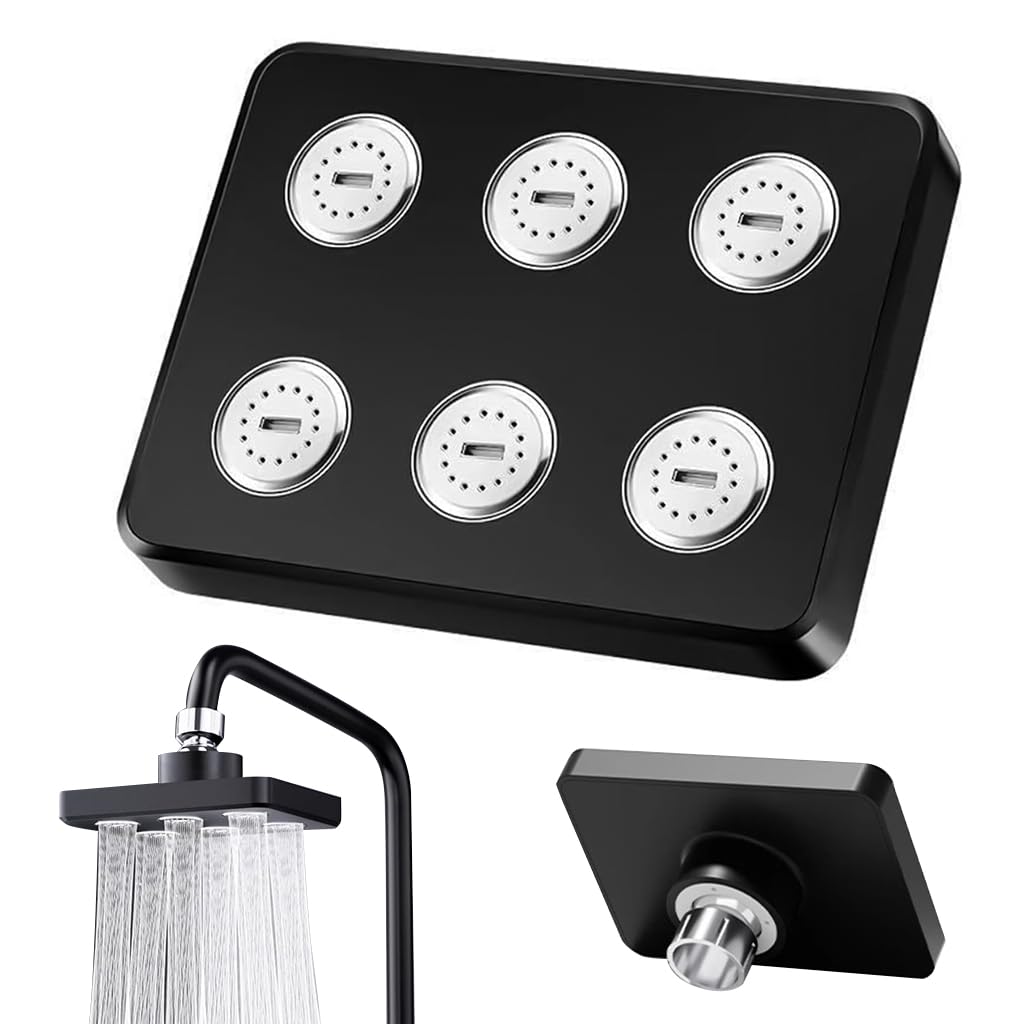 HASTHIP Rain Shower Head 360 Degree Rotatable Pressurized Shower Head Square Multi Water Outlet Nozzles Shower Head Modern Bathroom Rain Shower Head for Shower System HASTHIP Rain Shower Head 360 Degree Rotatable Pressurized Shower Head Square Multi Water Outlet Nozzles Shower Head Modern Bathroom Rain Shower Head for Shower System